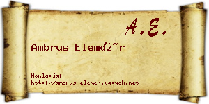 Ambrus Elemér névjegykártya